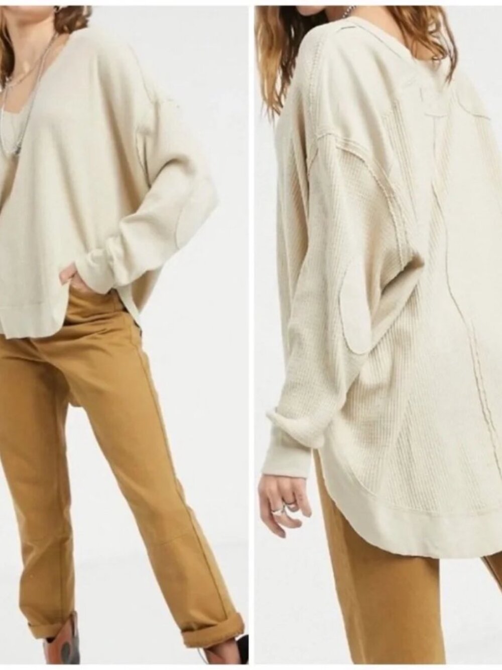 Free People We The Free Owen Thermal Long Sleeve Top Vanilla Cream